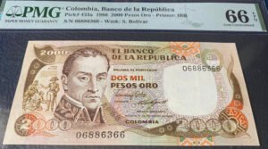 2.000 PESOS ORO (CERTIFICADO) 1986