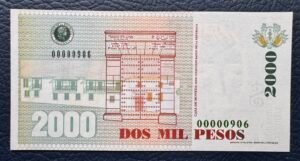 2000 PESOS SERIE BAJA TRES DÍGITOS, LOGO GRANADA