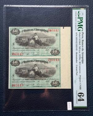 40 Centavos, Perú; Banco de Arequipa, Pareja consecutiva sin cortar.