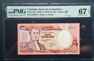 100 Pesos Oro 1991. TOP POP