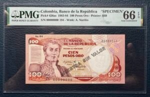 100 Pesos Oro Primera Fecha Especímen
