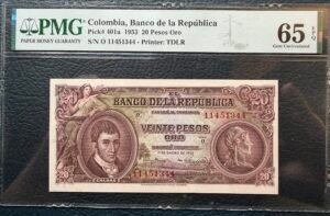 20 PESOS ORO PRIMERA FECHA (CERTIFICADO) 1953