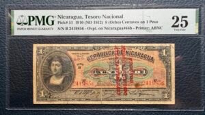 1 Peso Nicaragua Con Resello