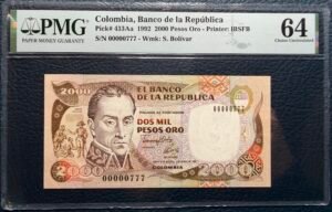 2000 pesos Oro Serie Baja 3 Dígitos #777