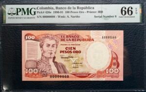 100 Pesos Oro Serie baja 1 Dígito #8