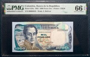 1 000 pesos Oro Serie Baja 2 Dígitos #49. Primera Fecha