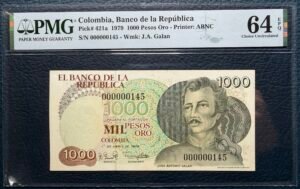 1 000 pesos Oro Serie Baja 3 Dígitos #145