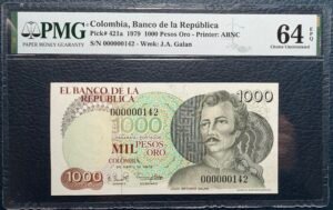 1 000 pesos Oro Serie Baja 3 Dígitos #142