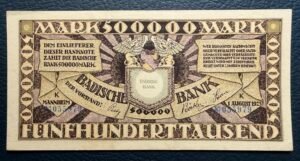 500.000 Marcos de la Badische Bank. Alemania