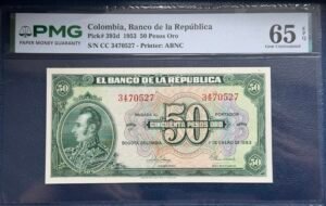 50 Pesos Oro Ojo de Buey del 53