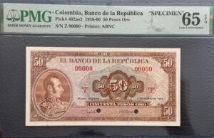 Specimen cincuenta pesos oro del  60