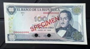 SPECIMEN 100 Pesos Oro - Variante sin guardas